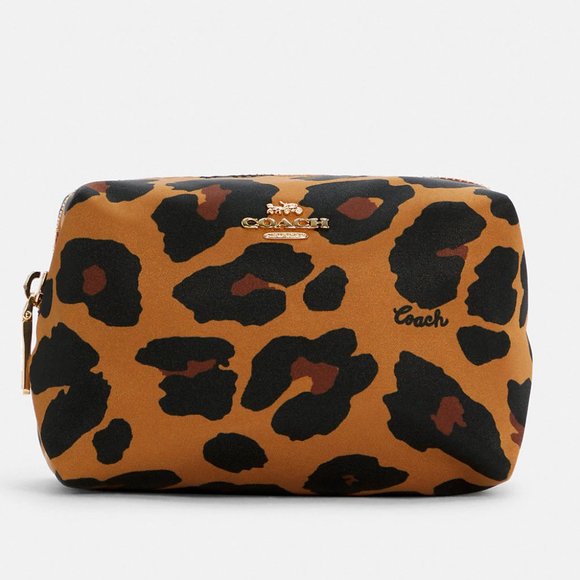 ❤️ Coach Small Boxy Cosmetic Case With Leopard Print 🐯 - Picture 1 of 11